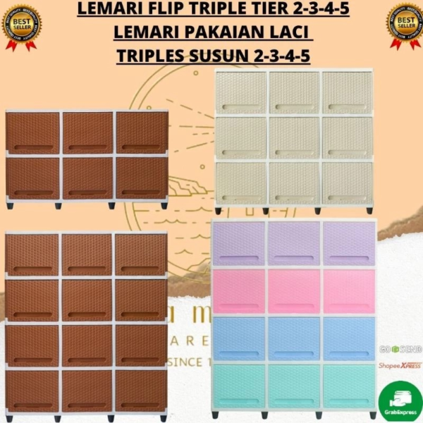 1c79ws7g CLUB - LEMARI PAKAIAN PLASTIK FLIP TRIPLE TIER 2-3-4-5