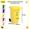 TEMPAT SAMPAH RODA PLASTIK 100 LITER TONG SAMPAH RODA BIO DUSTBIN 2310 GREEN LEAF