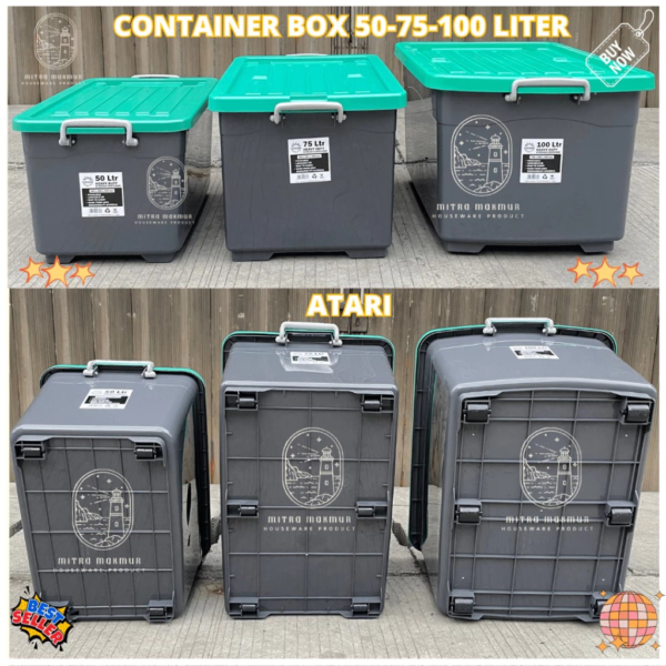 3m5rm6xq Kontainer Box Roda Atari 100 Liter Container Box Serbaguna Ekonomis Box Plastik Penyimpanan