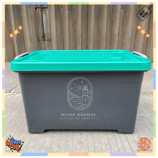 Kontainer Box Roda Atari 25 50 75 100 Liter Container Box Serbaguna Ekonomis Box Plastik Penyimpanan