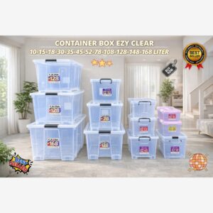 KONTAINER BOX PLASTIK EZY CONTAINER BOX PENYIMPANAN BARANG SIZE 25 30 45 52 78 108 128 148 168 Liter