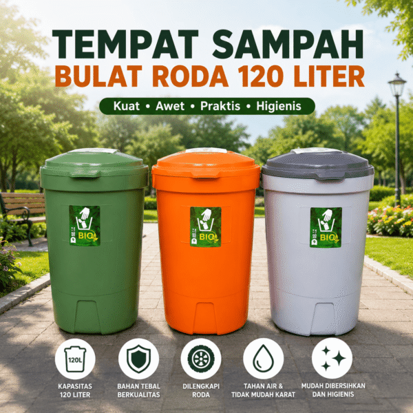 Green Leaf - Tempat Sampah 120 Liter Roda Green Leaf 2120 Tong Sampah Roda Dustbin Wheels