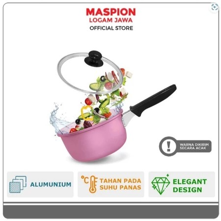 a63db4uk MASPION MIKADO PANCI NEW PRIMERO SINGLE HAND GLASS COVER SAUCE PAN 18 CM PRIMERO PANCI GAGANG WARNA TUTUP
