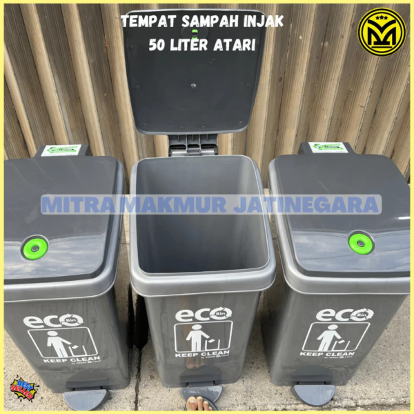 iunisi4l TEMPAT SAMPAH INJAK 50 LITER 9985 BIO EARTH GREEN LEAF TONG SAMPAH MEDIS DUSTBIN FOOT STEP ON
