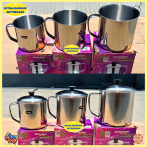 KOMODO MUG GELAS CANGKIR KOPI STAINLESS UK 9 10 12 + TUTUP GELAS MINUM STAINLESS