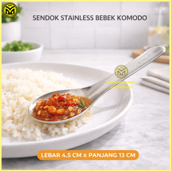 SENDOK BEBEK STAINLESS CLASSIC KOMODO (3) Sendok Bebek Classic Stainless Steel Food Grade Set 12 Pcs Komodo Sendok Soup Stenliss Sendok MBG