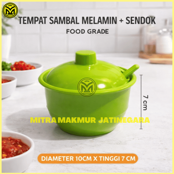 MANGKOK SAMBAL + SENDOK MANGKUK CABAI BUBUK WADAH SAMBEL MELAMIN FREE SENDOK MEISHING