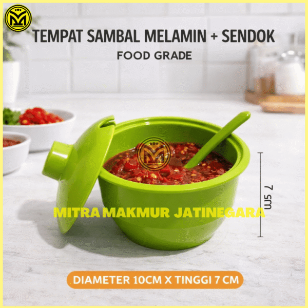 MANGKOK SAMBAL + SENDOK MANGKUK CABAI BUBUK WADAH SAMBEL MELAMIN FREE SENDOK MEISHING