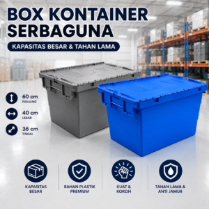 KONTAINER BOX NESTABLE TUTUP BOX SUPERMARKET 60X40X36CM CONTAINER KRAT INDOMARET