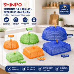 DISPLAY TUDUNG SAJI SHINPO KOTAK BULAT TUDUNG SAJI BULAT DAN KOTAK SHINPO PENUTUP MAKANAN PLASTIK SIP 308 SIP 302 TUTUP SAJI FOOD COVER