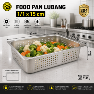 FOOD PAN LUBANG 1/1 53 X 32 X 15 CM WAJAN MAKANAN STAINLESS WADAH SARINGAN