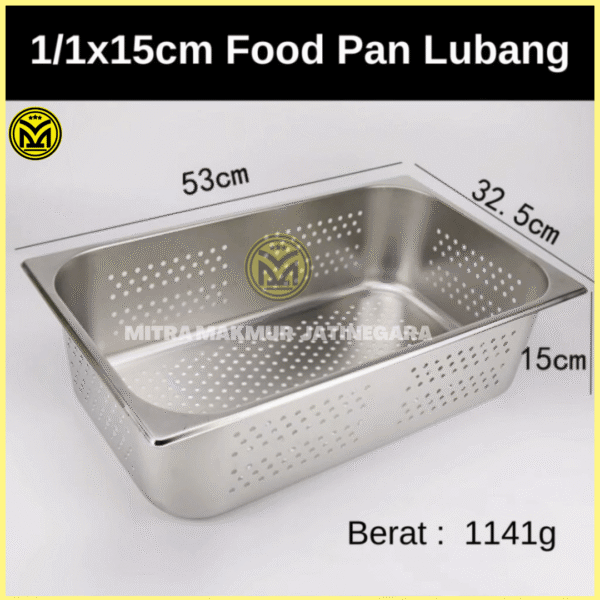 FOOD PAN LUBANG 1/1 53 X 32 X 15 CM WAJAN MAKANAN STAINLESS WADAH SARINGAN