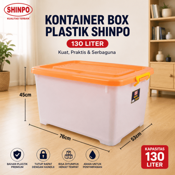 KONTAINER BOX PLASTIK CONTAINER BOX PENYIMPANAN BARANG SIZE  130 Liter SHINPO CB 130