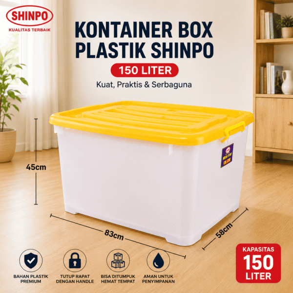 KONTAINER BOX PLASTIK CONTAINER BOX PENYIMPANAN BARANG SIZE  150  Liter SHINPO CB 150