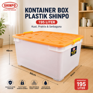 Container Box Shinpo Plastik 195 Liter Roda Kontainer Box Plastik Serbaguna Jumbo