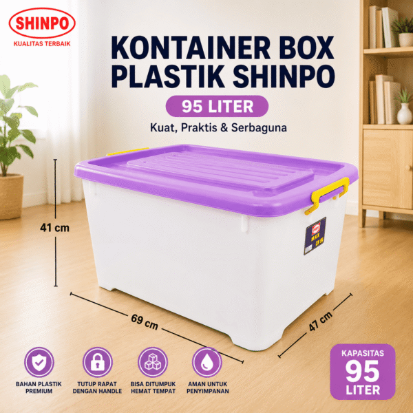 KONTAINER BOX PLASTIK CONTAINER BOX PENYIMPANAN BARANG SIZE  95  Liter SHINPO CB 95