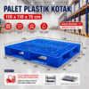 PALLET PLASTIK DOBEL 110 X 110 X 15 CM TATAK ALAS GUDANG PALET PLASTIK BIRU HITAM