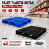 PALLET PLASTIK DOBEL 110 X 110 X 15 CM TATAK ALAS GUDANG PALET PLASTIK BIRU HITAM