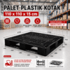 PALLET PLASTIK DOBEL 110 X 110 X 15 CM TATAK ALAS GUDANG PALET PLASTIK BIRU HITAM