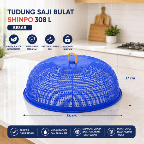TUDUNG SAJI BULAT DAN KOTAK SHINPO PENUTUP MAKANAN PLASTIK SIP 308 SIP 302 TUTUP SAJI FOOD COVER