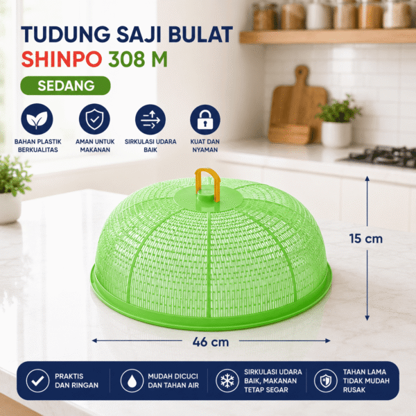 TUDUNG SAJI BULAT DAN KOTAK SHINPO PENUTUP MAKANAN PLASTIK SIP 308 SIP 302 TUTUP SAJI FOOD COVER
