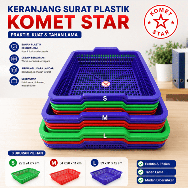 Tempat Surat Plastik Keranjang Serbaguna Size S M L KOMET STAR Keranjang Packing Sortir No 1 2 3