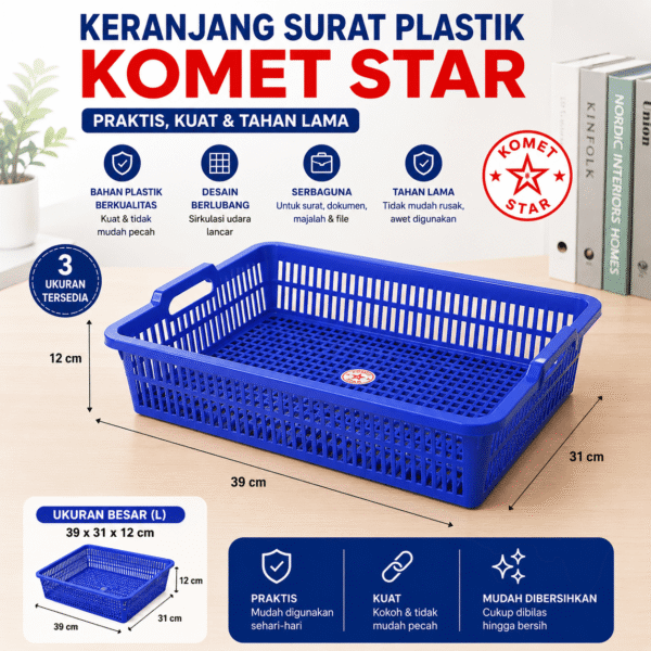 Tempat Surat Plastik Keranjang Serbaguna Size S M L KOMET STAR Keranjang Packing Sortir No 1 2 3