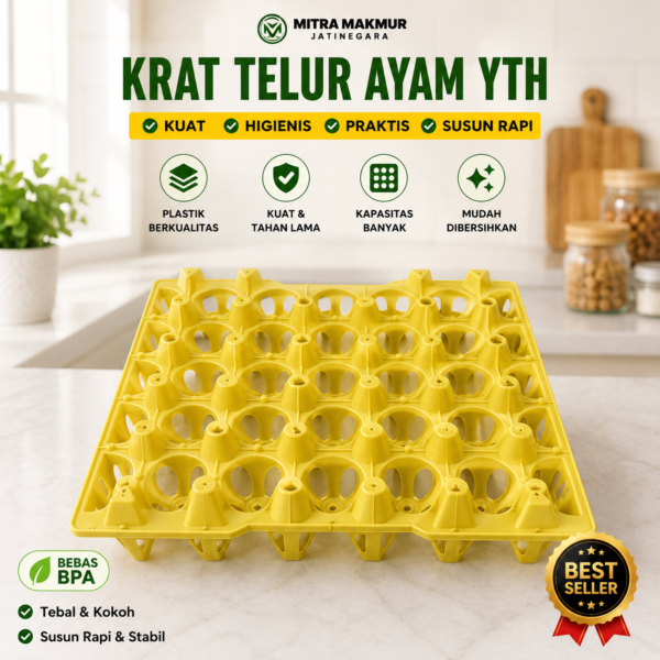 KRAT TELUR AYAM KUNING Tempat Telur Keranjang Telor Rak Telur Plastik Tray 30 butir Rak Telor Plastik Egg Tray Krat Telur