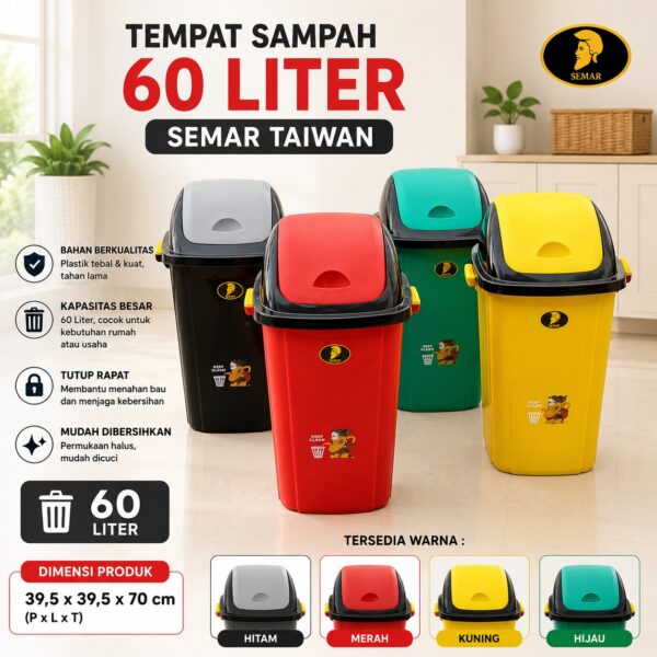 TEMPAT SAMPAH SEMAR 60 LITER TONG SAMPAH MURAH TEMPAT SAMPAH PILAH ORGANIK