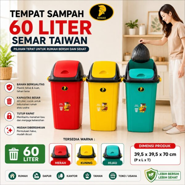 TEMPAT SAMPAH SEMAR 60 LITER TONG SAMPAH MURAH TEMPAT SAMPAH PILAH ORGANIK