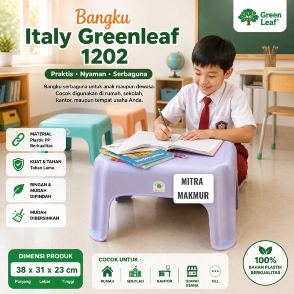 Bangku Ngaji Italy Low Stool Bangku Plastik Kursi Plastik Rendah Bangku Jongkok 1202 Greenleaf
