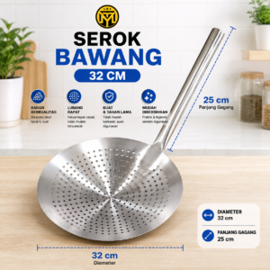 Serok Bawang Stainless 32 Cm Saringan Makanan Gorengan Jumbo Serokan Masak