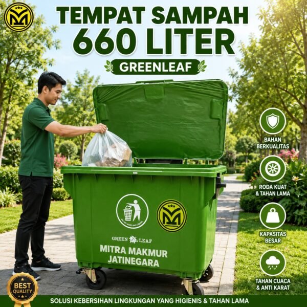 TEMPAT SAMPAH PLASTIK RODA 660 - 1100 LITER GREENLEAF TONG SAMPAH JUMBO TEBAL PREMIUM
