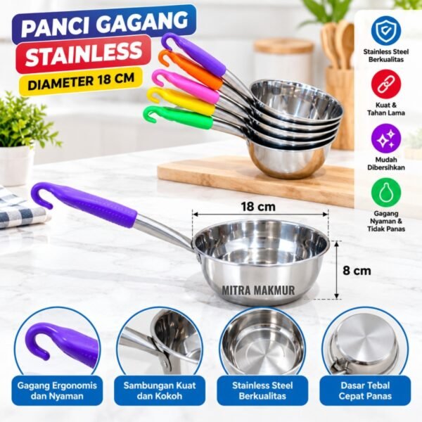 GAYUNG STAINLESS MASAK PANCI STAINLESS GAGANG PANJANG PENDEK 16 18 CM IRUS CIDUK