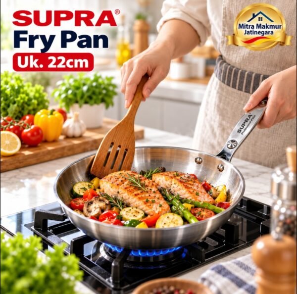 TEFLON STAINLESS SUPRA FRY PAN SS FOOD GRADE TEBAL 22 26 CM WAJAN TEFLON FOOD SAFE SUS 304