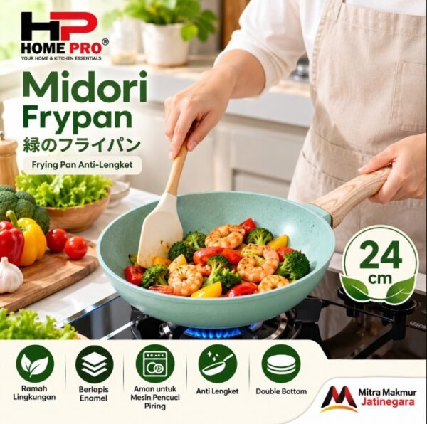 TEFLON FRY PAN MIDORI 24 CM FOOD GRADE WAJAN FRY PAN PREMIUM GREEN TEFLON MASAK